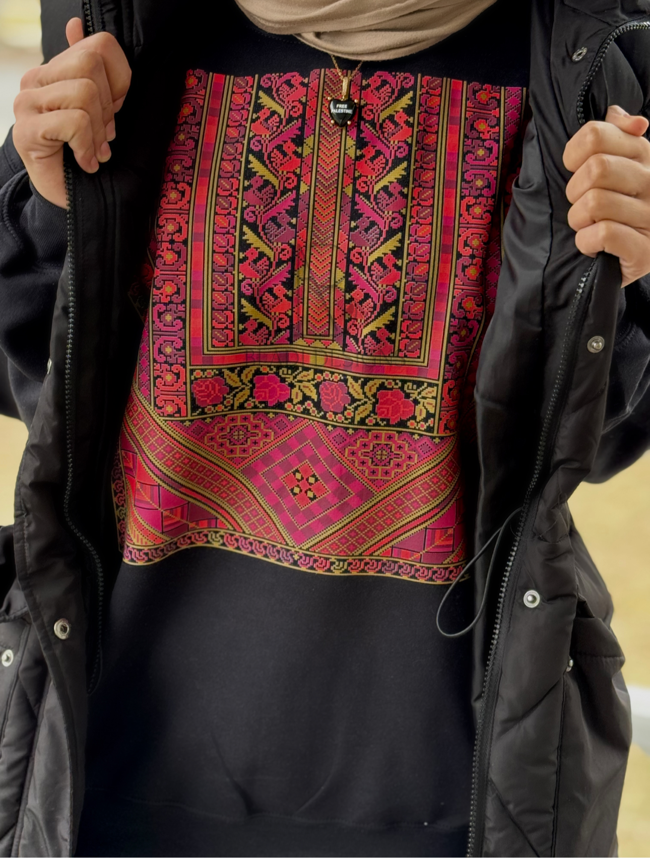 Sitti’s Red Chest Thobe Tatreez Crewneck Sweatshirt