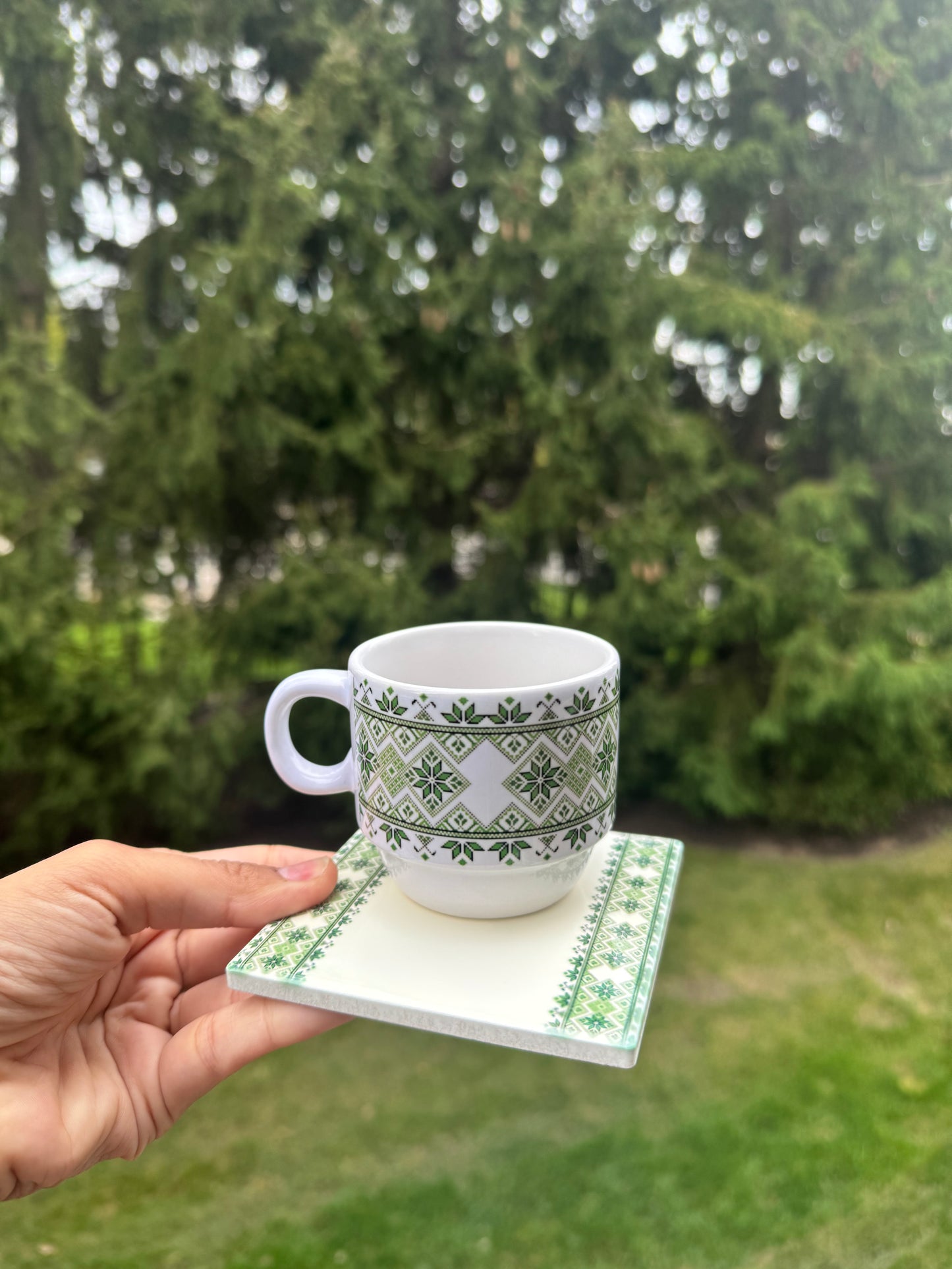 Tatreez Coasters Set (matching stackable cups)