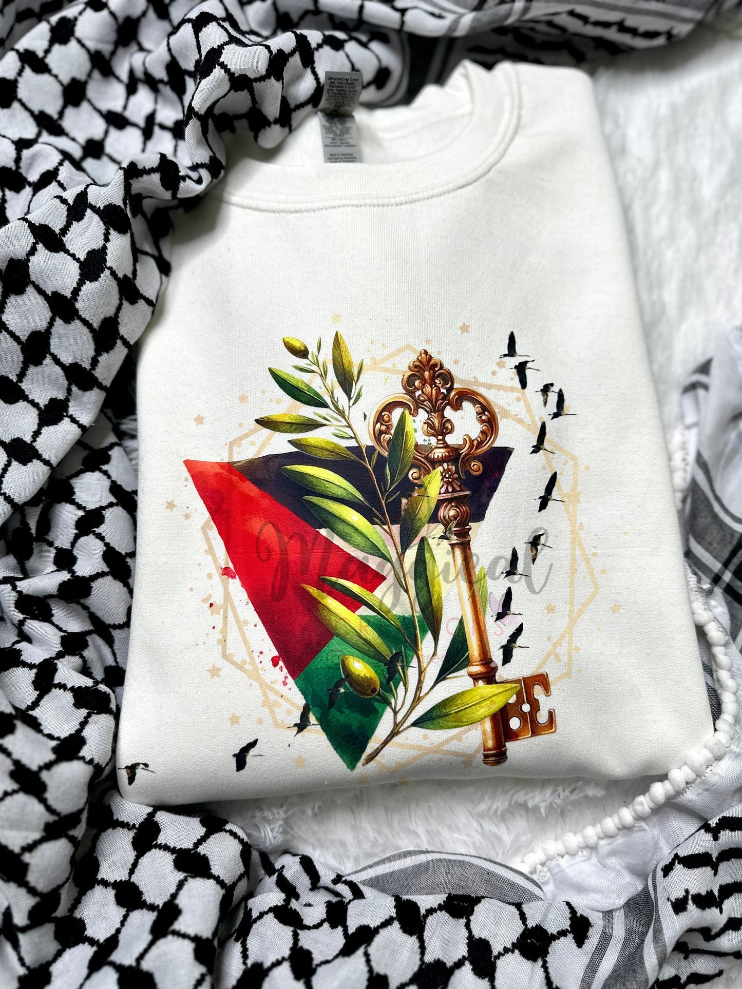 Palestine Flag Triangle ft the key to return T-shirt