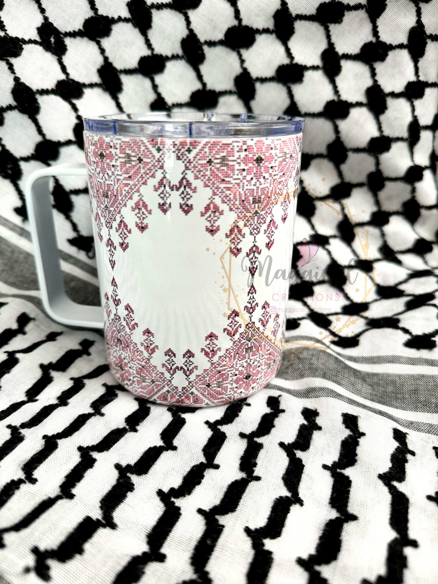 Palestine Tatreez Travel Tumbler