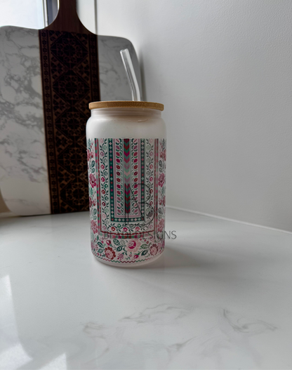 Sitti's Purple/Green Tatreez Thob Iced Coffee Libby Cup