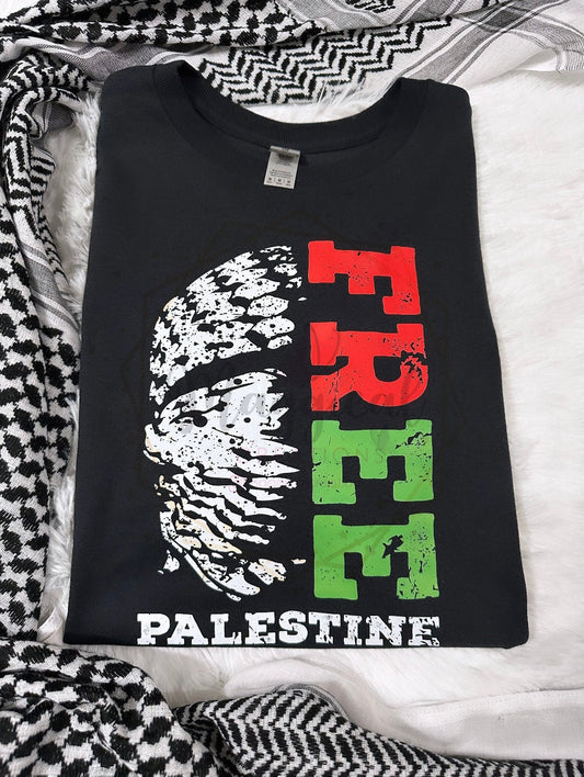 Free Palestine Resistance Fighter Crewneck Sweatshirt