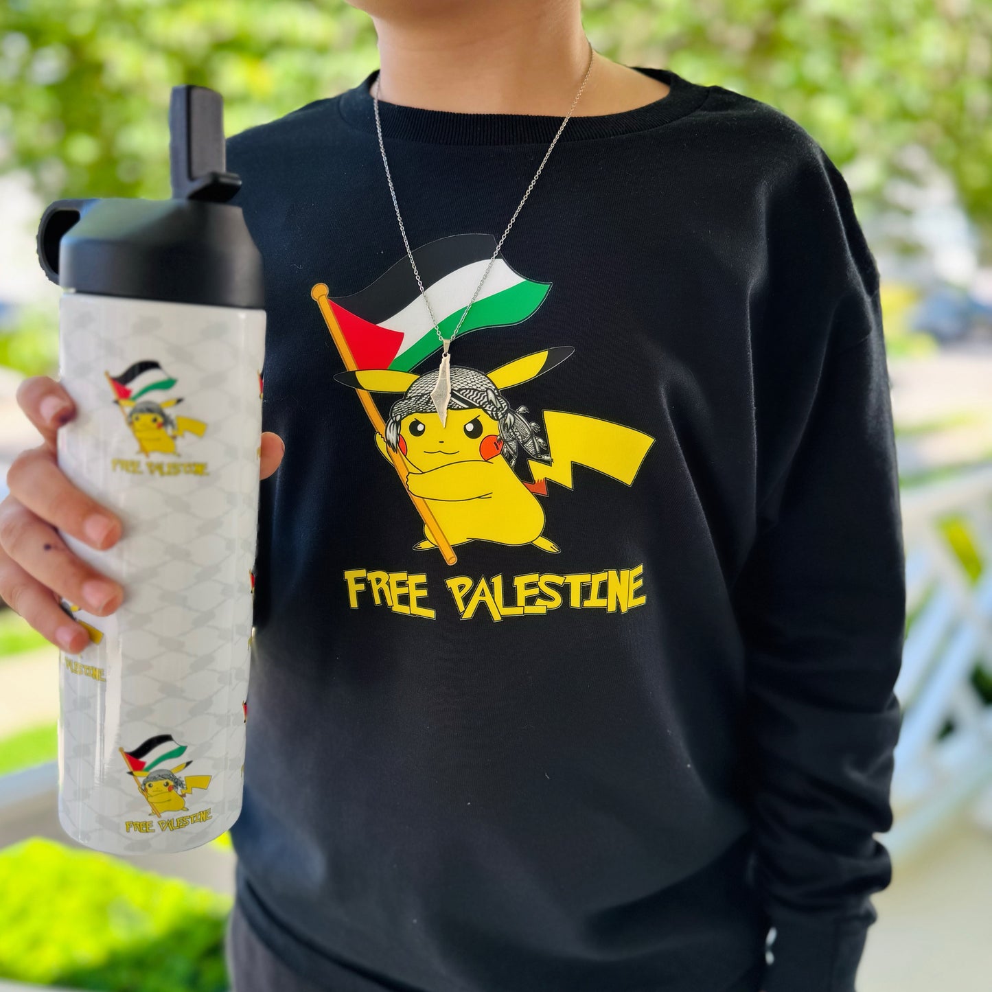 Pikachu Stands with Palestine Crewneck Sweatshirt