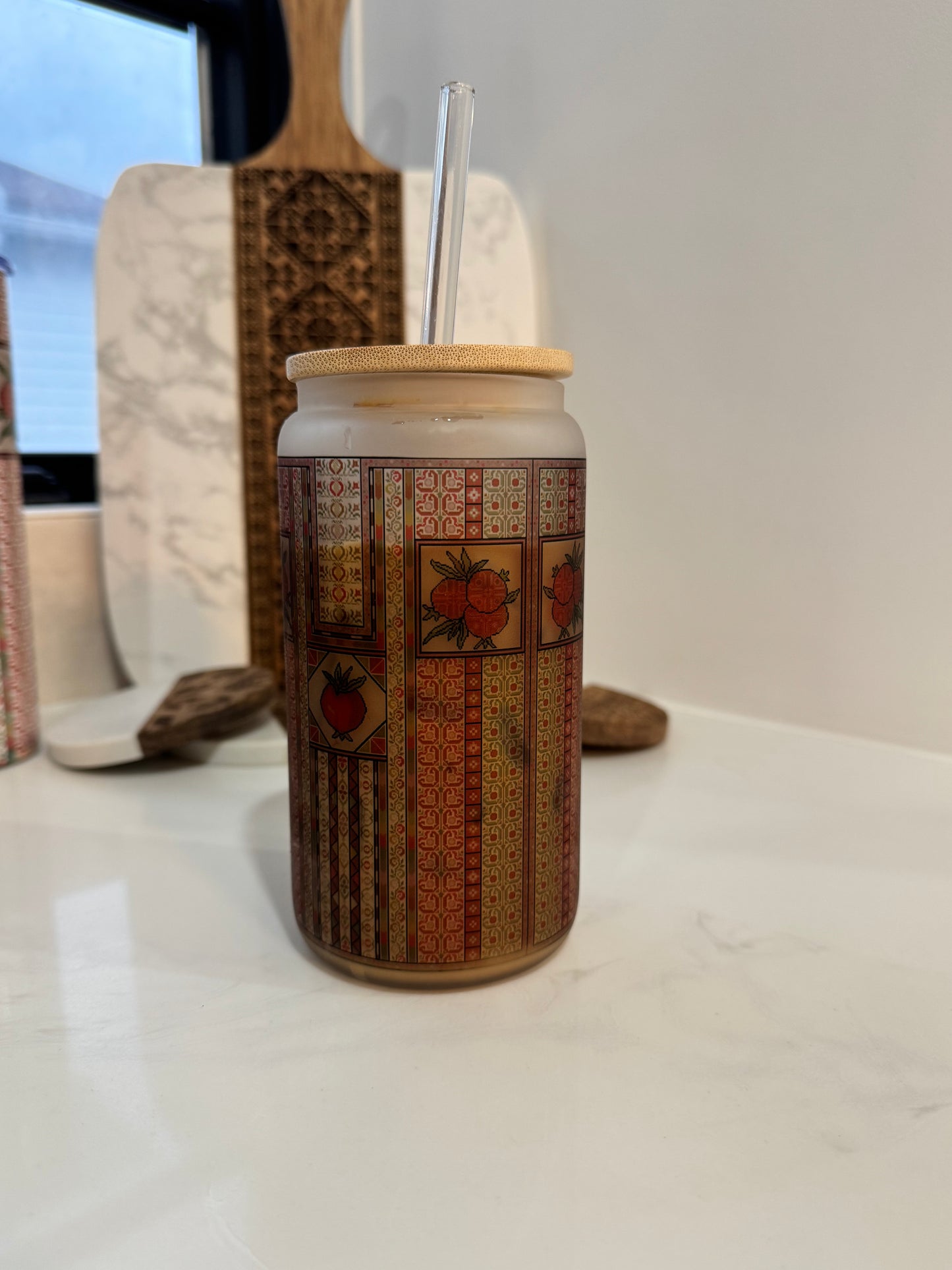 Sitti's Romana (pomegranate ) Thob Tatreez Qabba Iced Coffee Libby Cup