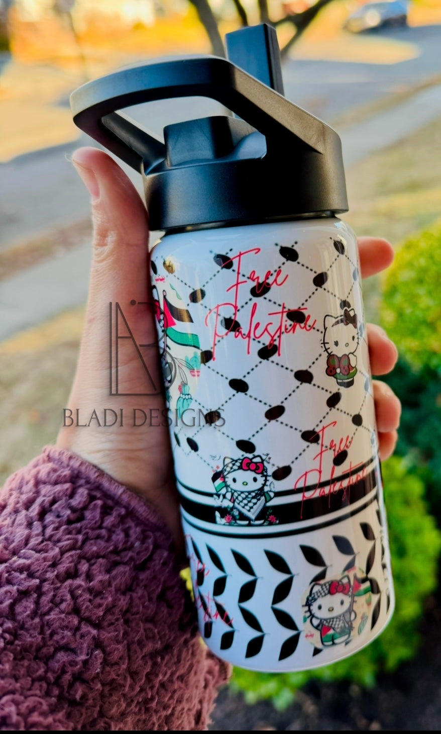 Hello Kitty Free Palestine Kids Tumbler