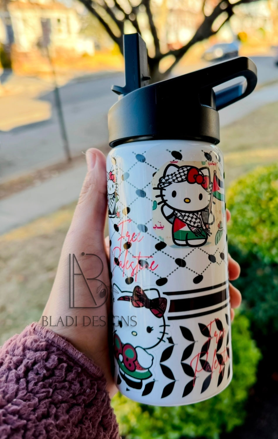 Hello Kitty Free Palestine Kids Tumbler