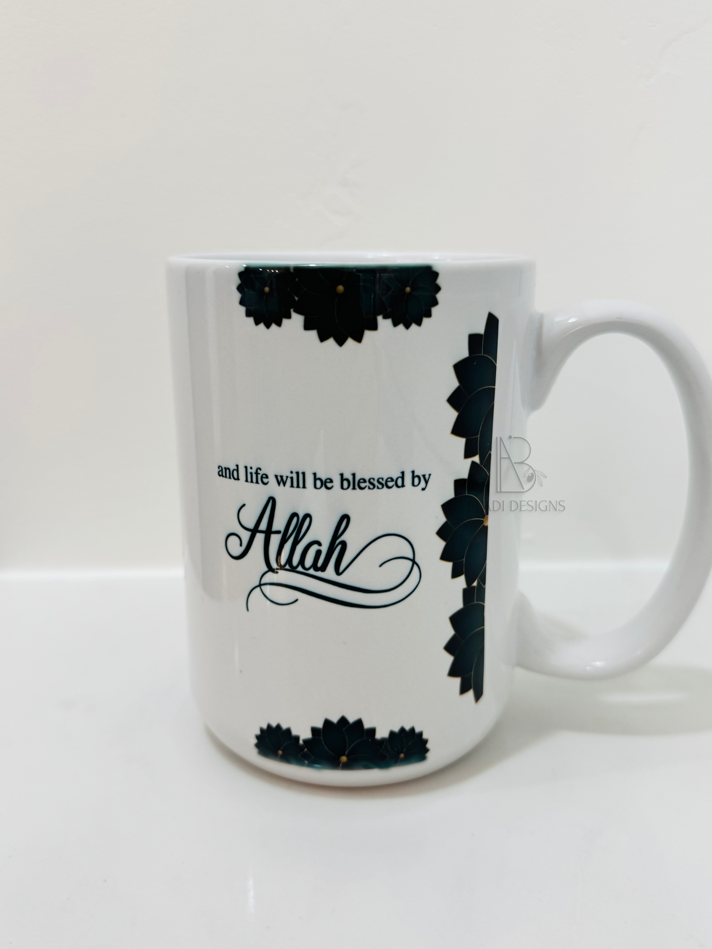 Teal Flowers Islamic Mug