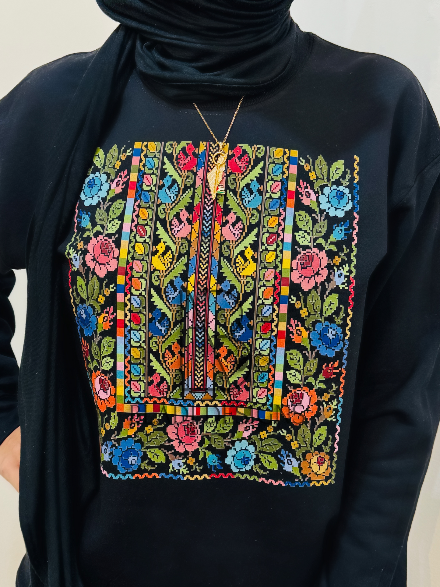Sitti's Colorful Thob Tatreez Chest Crewneck Sweatshirt