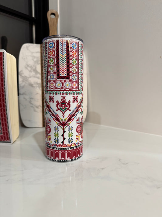 Sitti's Pink thob Tatreez Tumbler