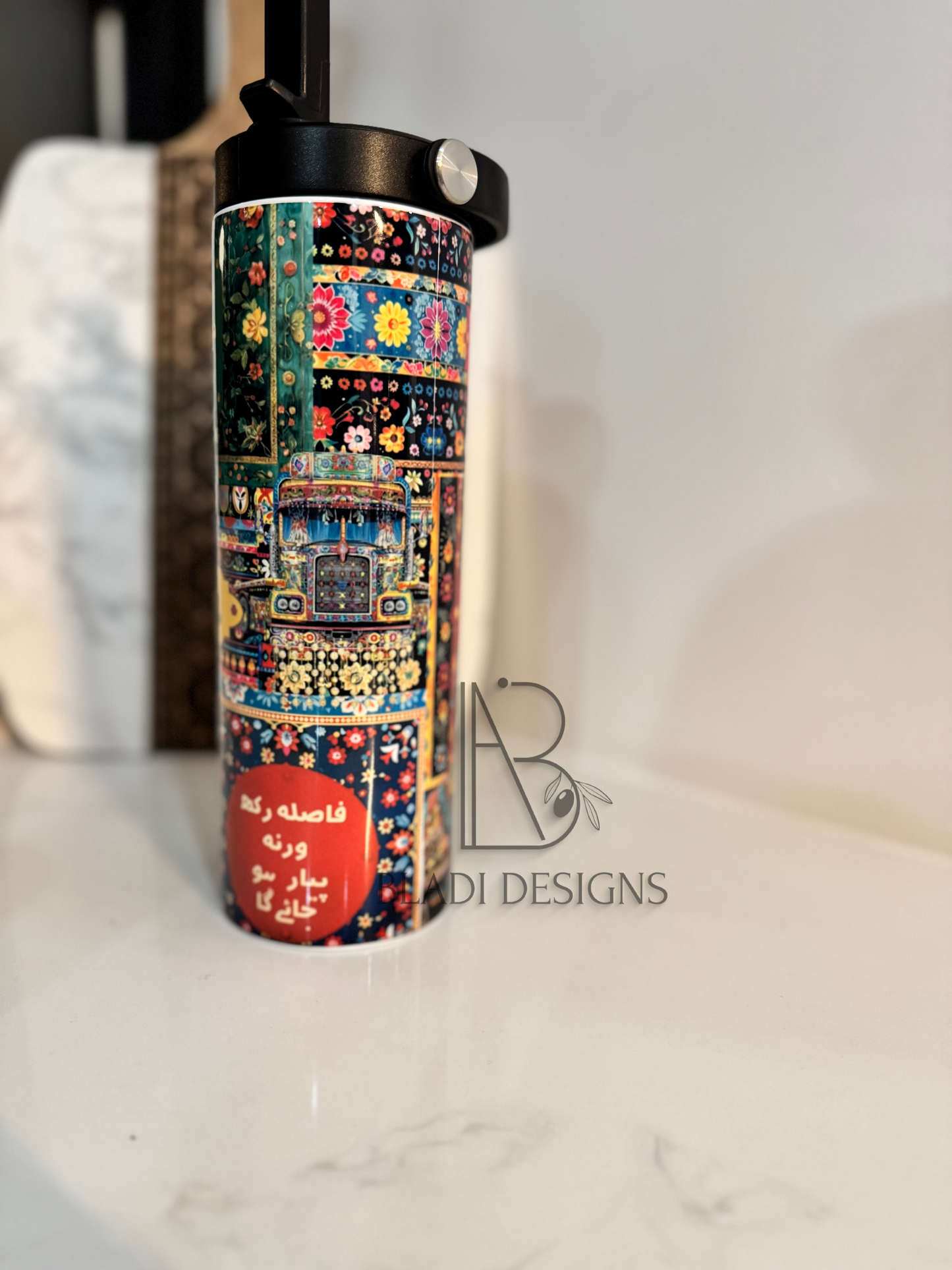 Pakistan Truck Art Sport Tumbler/Built in Straw