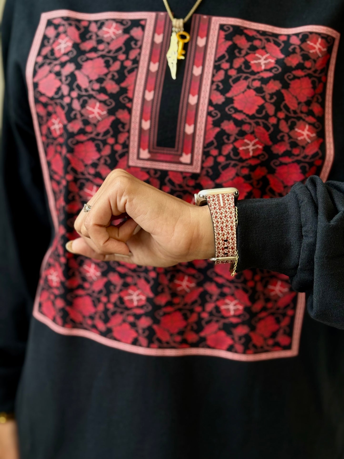 Sitti's Red Poppy Tatreez Qabba Watchband