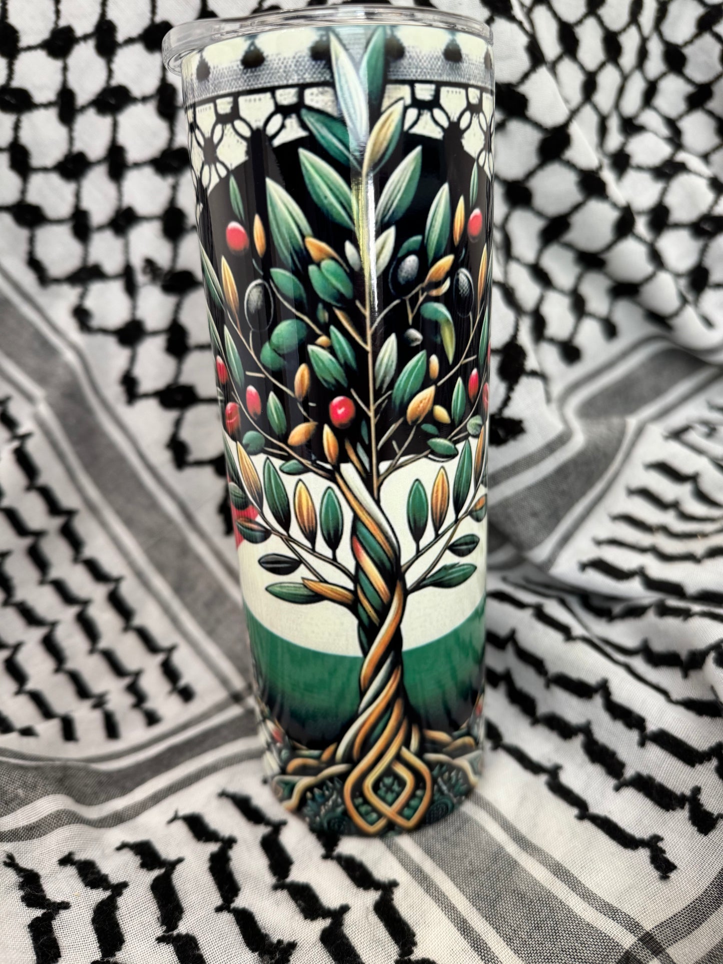 Palestine Olive Tree Kuffiyah Tumbler