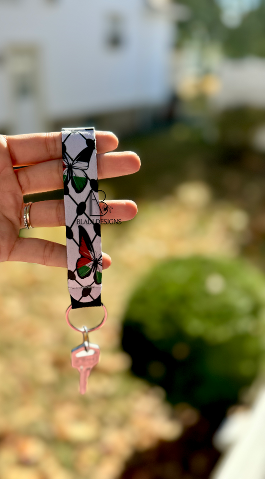 Palestine Wristlet Keychain (Kuffiyah Butterfly)