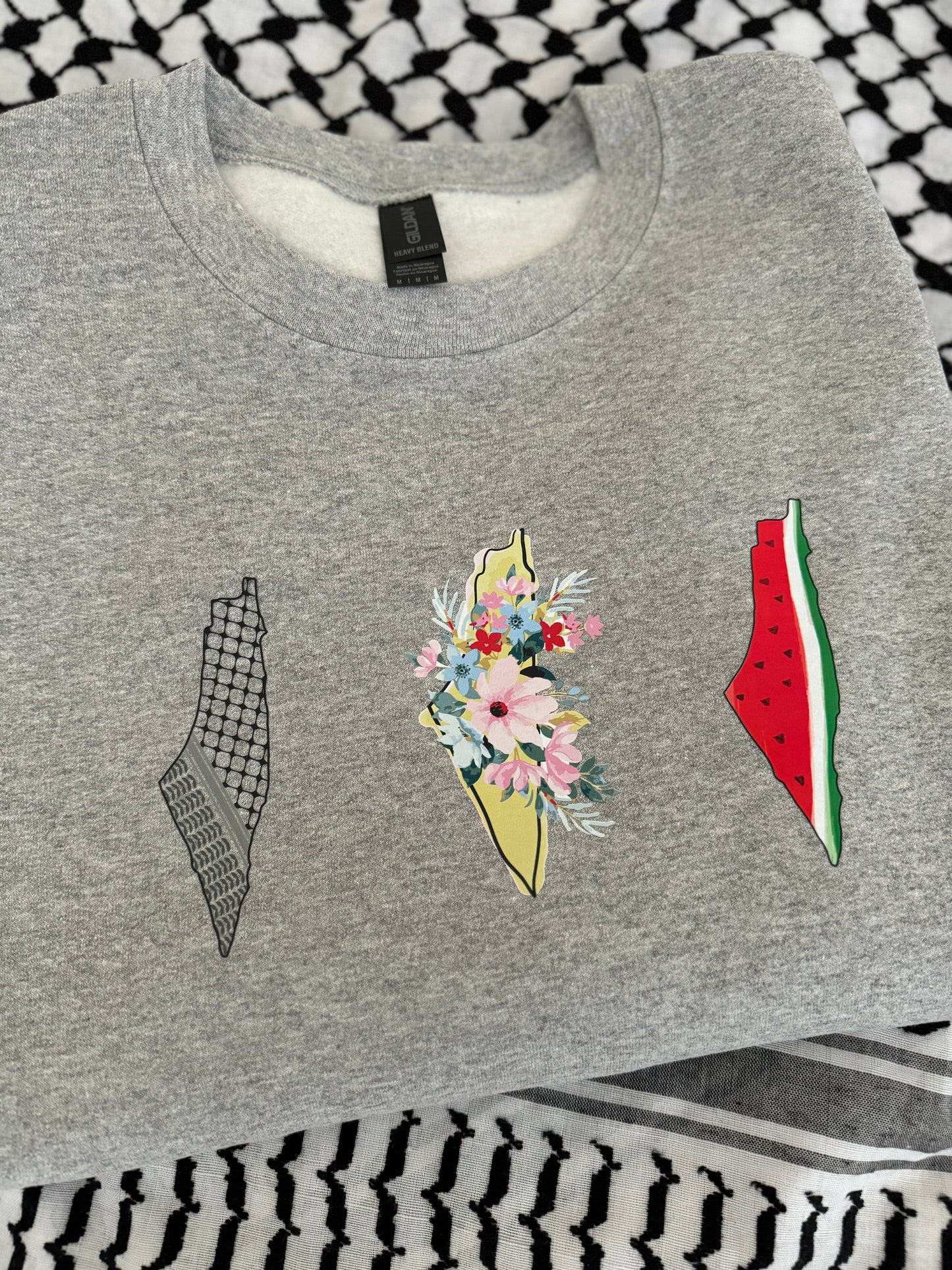 3 Palestine Maps  Crewneck Sweatshirt