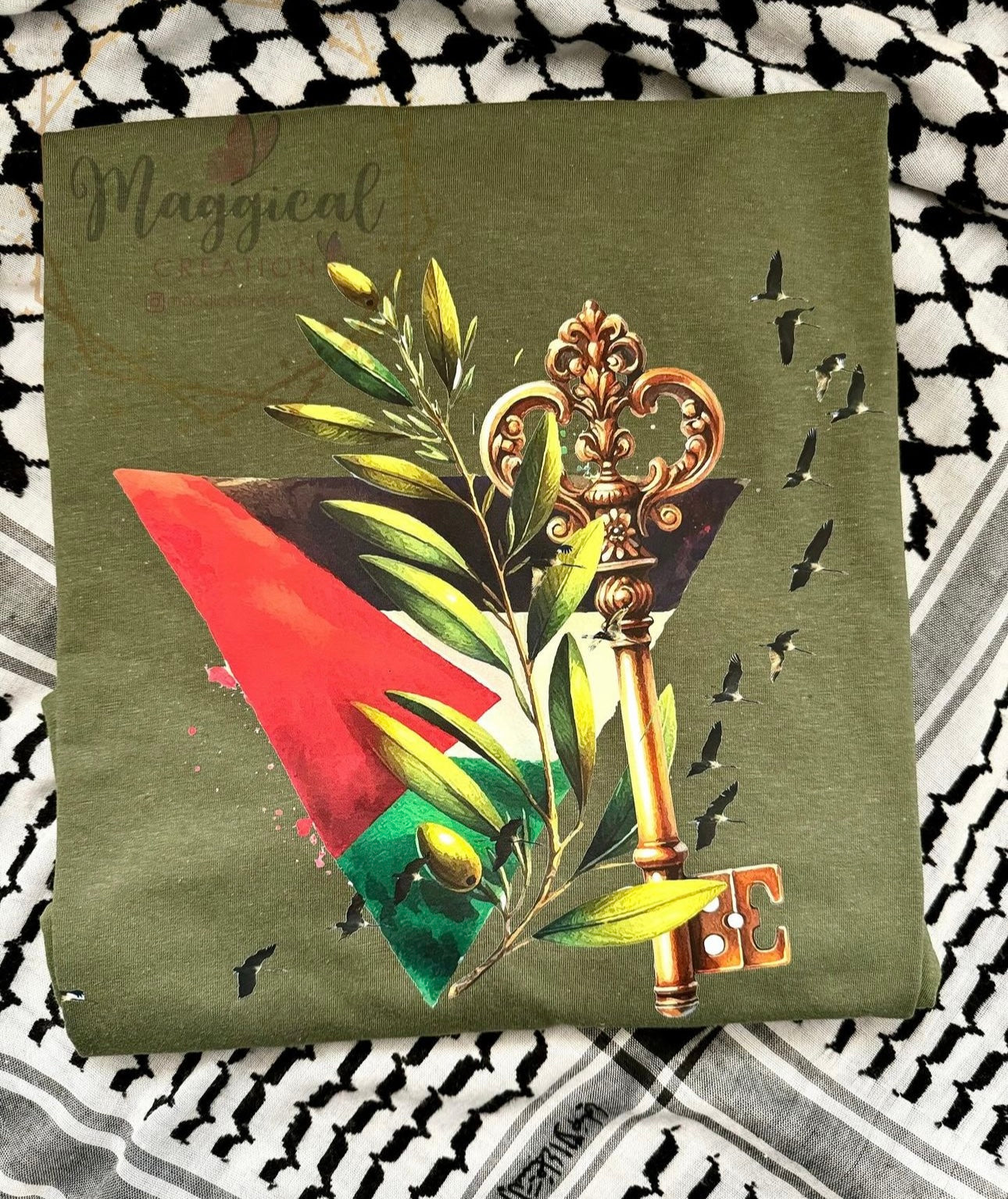 Palestine Flag Triangle ft the key to return T-shirt