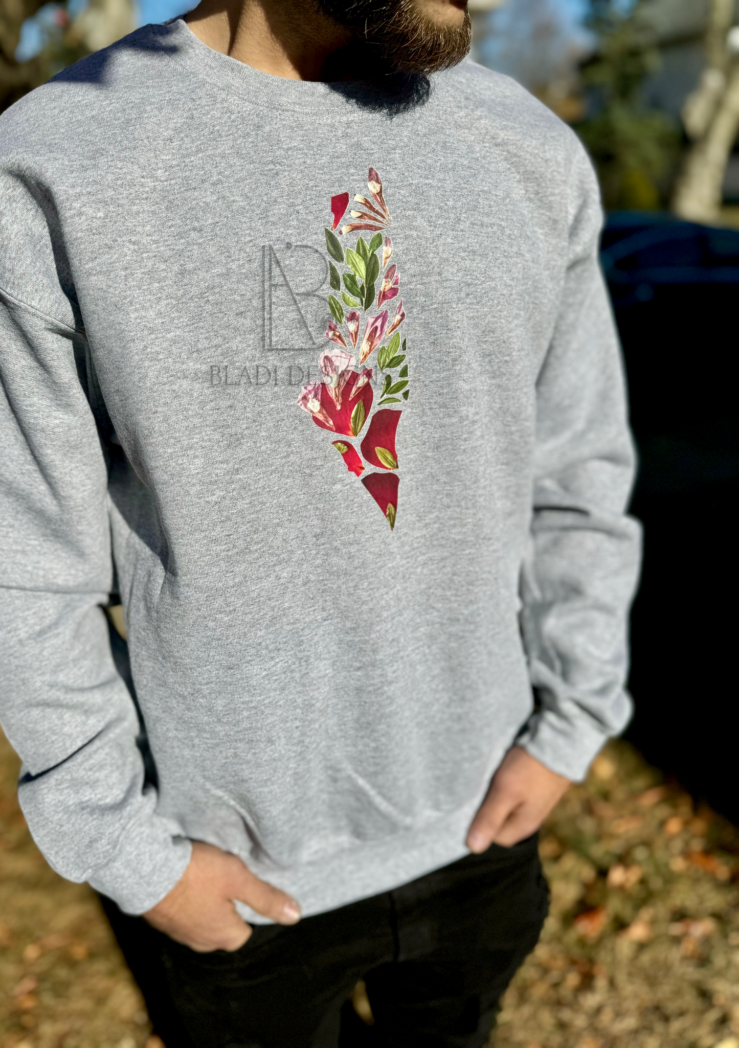 Pressed Flower Palestine Map Crewneck Sweatshirt