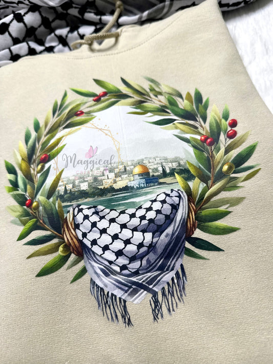 Al-Quds Olive Wreath Crewneck Sweatshirt