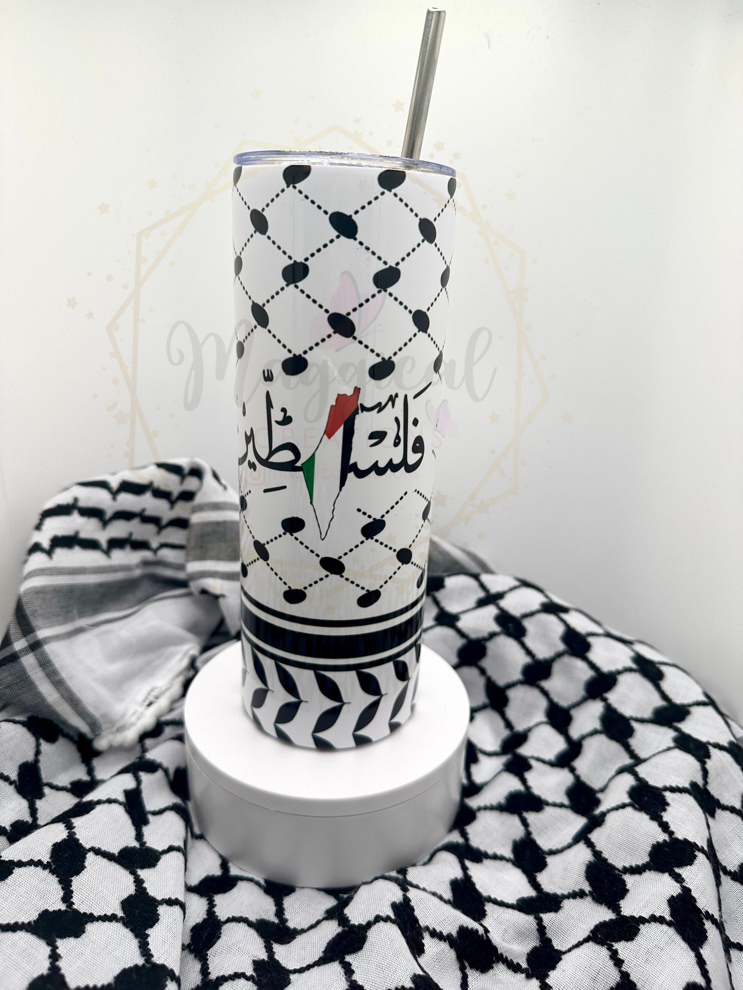 Palestine Kuffiyah Map Skinny Tumbler