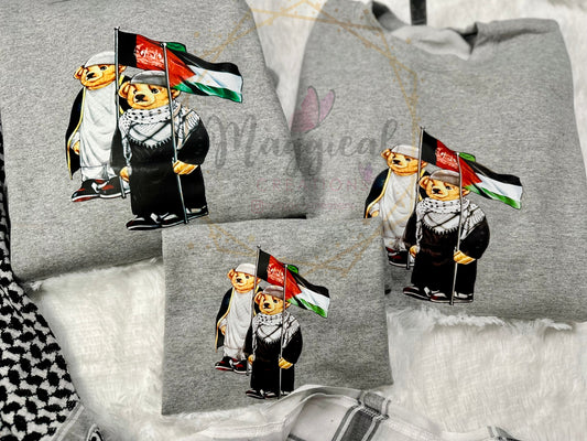 Abu Dub Afghanistan/Palestine Bear Crewneck Sweatshirt